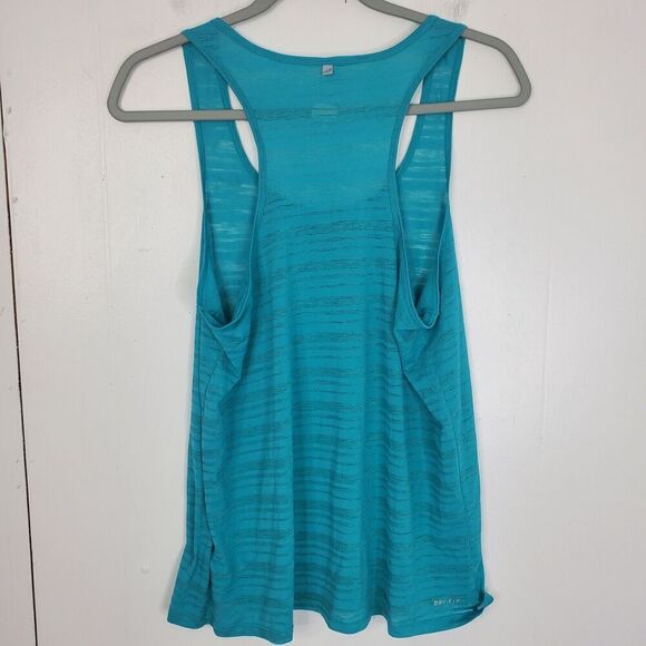 Nike Sheer Striping Tank Top Racerback Blue Workout Running Womens M Dri Fit - Picture 2 of 11